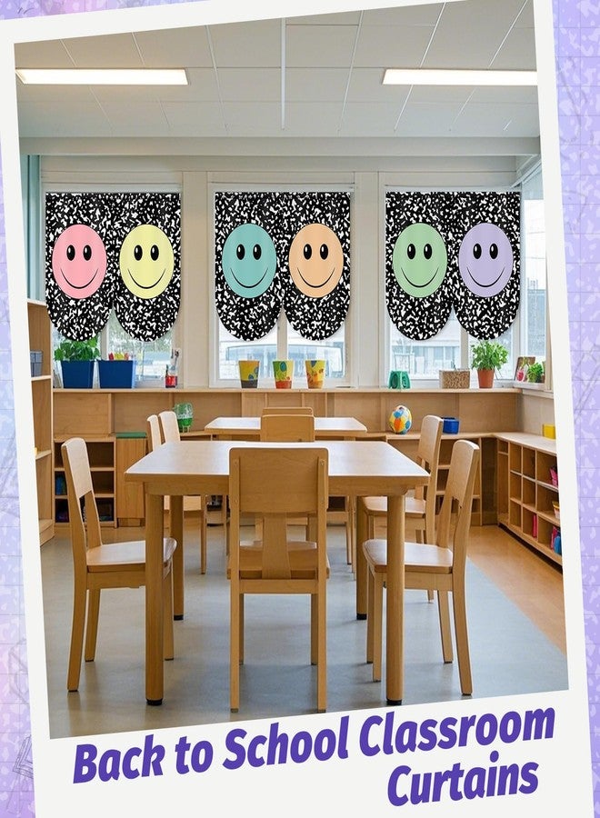AKAIXI 6pcs Composition Classroom Curtains Back to School Pastel Smiley Face Curtains for Classroom Black and White Composition Curtain for Kindergarten Playroom Daycare Bedroom Living Room 36"X24" - Image 4
